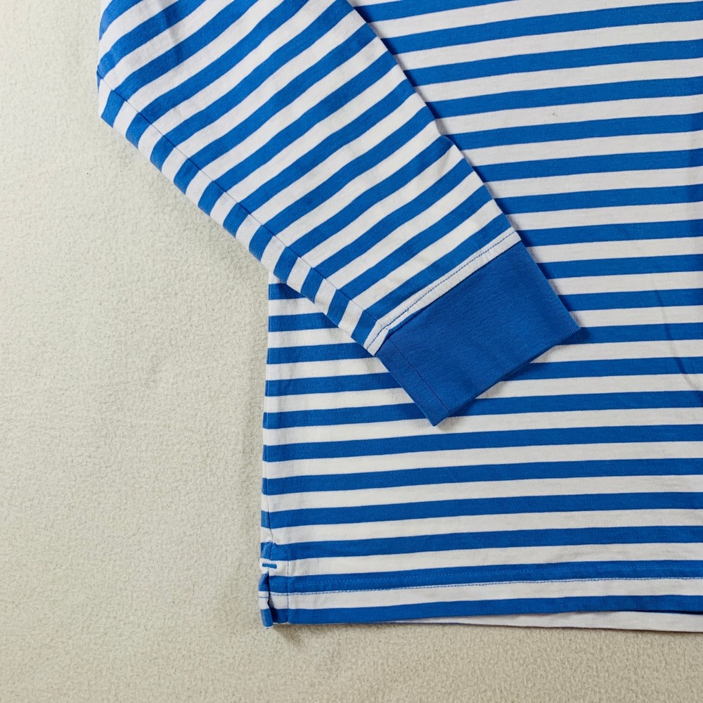 Lands' End‎ Women's Long Sleeve Cotton Hoodie Sweatshirt Top Stripe Blue White L - Picture 5 of 14